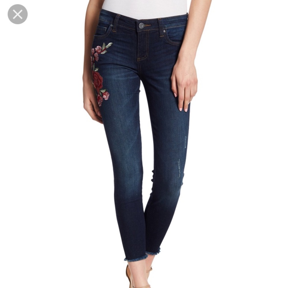 Kut from the Kloth Connie flower jeans NWT